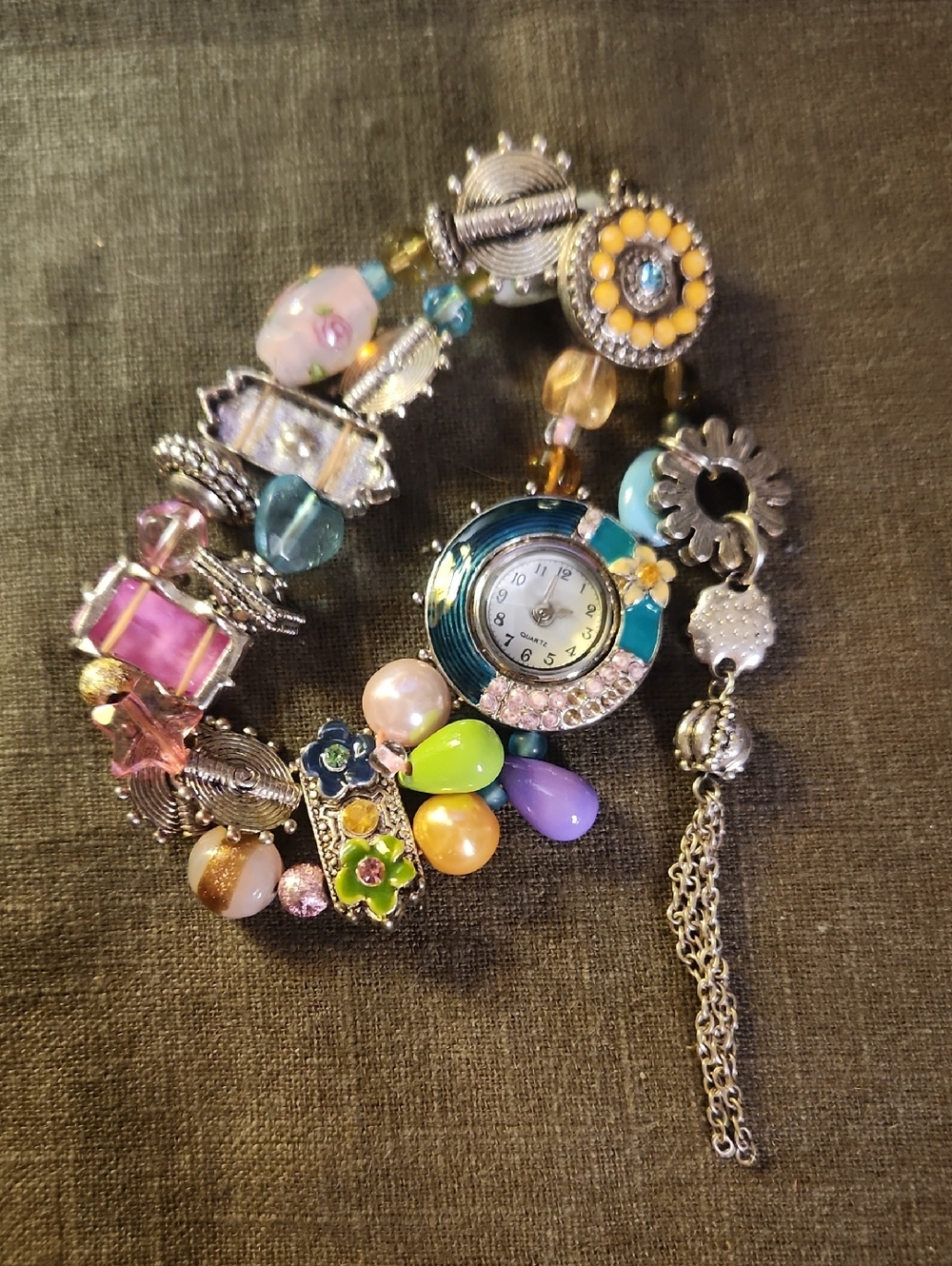 Custom Colorful Beaded Quartz Watch Bracelet
